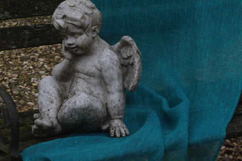 100% Linen Scarf  'TEAL BIRD' 'from ETUDE'S HARMONY WITH NATURE' Collection