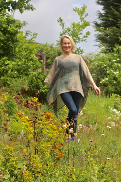 ETUDE'S LIMITED EDITION LINEN TUNIC - DIGITALLY PRINTED ABSTRACT ART on LINEN FABRIC