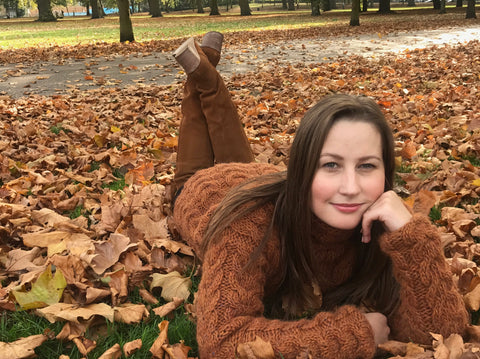Hand knitted Jumper 'THE AUTUMN LEAVES OF RED & GOLD' from 'ETUDE'S KNITTING MEDITATION' Collection