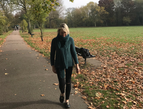 Hand knitted Set of Jumper & scarf  'THE FALLING LEAVES DRIFT BY THE WINDOW'  from 'ETUDE'S KNITTING MEDITATION' Collection