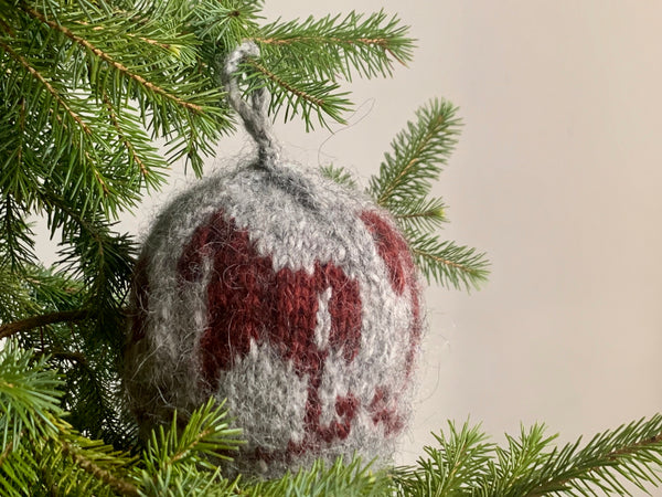 Hand knitted CHRISTMAS BOBBLES - Rocking Horse Motif   from - 'ETUDE'S KNITTING MEDITATION' Collection