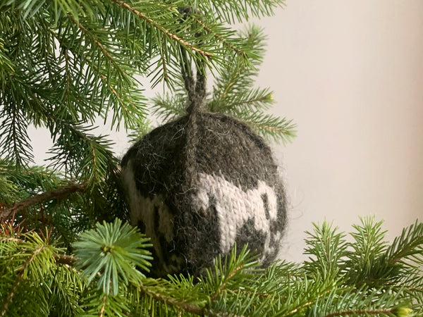 Hand knitted CHRISTMAS BOBBLES - Rocking Horse Motif   from - 'ETUDE'S KNITTING MEDITATION' Collection