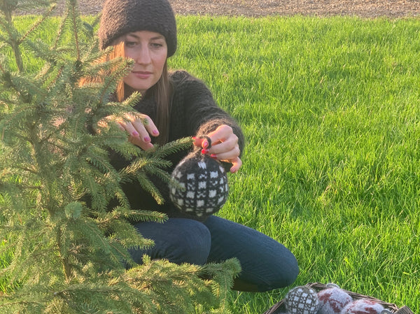 Hand knitted CHRISTMAS BOBBLES - Geometrical Motif I  from - 'ETUDE'S KNITTING MEDITATION'  Collection