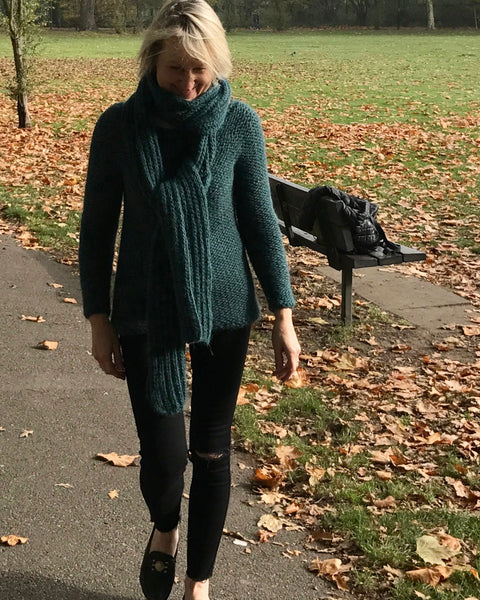 Hand knitted Set of Jumper & scarf  'THE FALLING LEAVES DRIFT BY THE WINDOW'