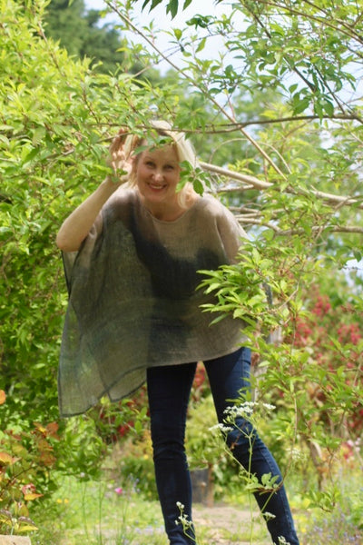 ETUDE'S LIMITED EDITION LINEN TUNIC - DIGITALLY PRINTED ABSTRACT ART on LINEN FABRIC