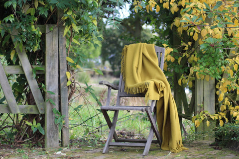 MERINO WOOL BLANKET MUSTARD  from "AUTUMN SEEN" COLLECTION
